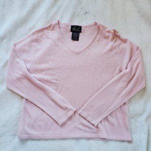 Vintage Kathie Lee Collection Blush Colored Sweater, Sz XL